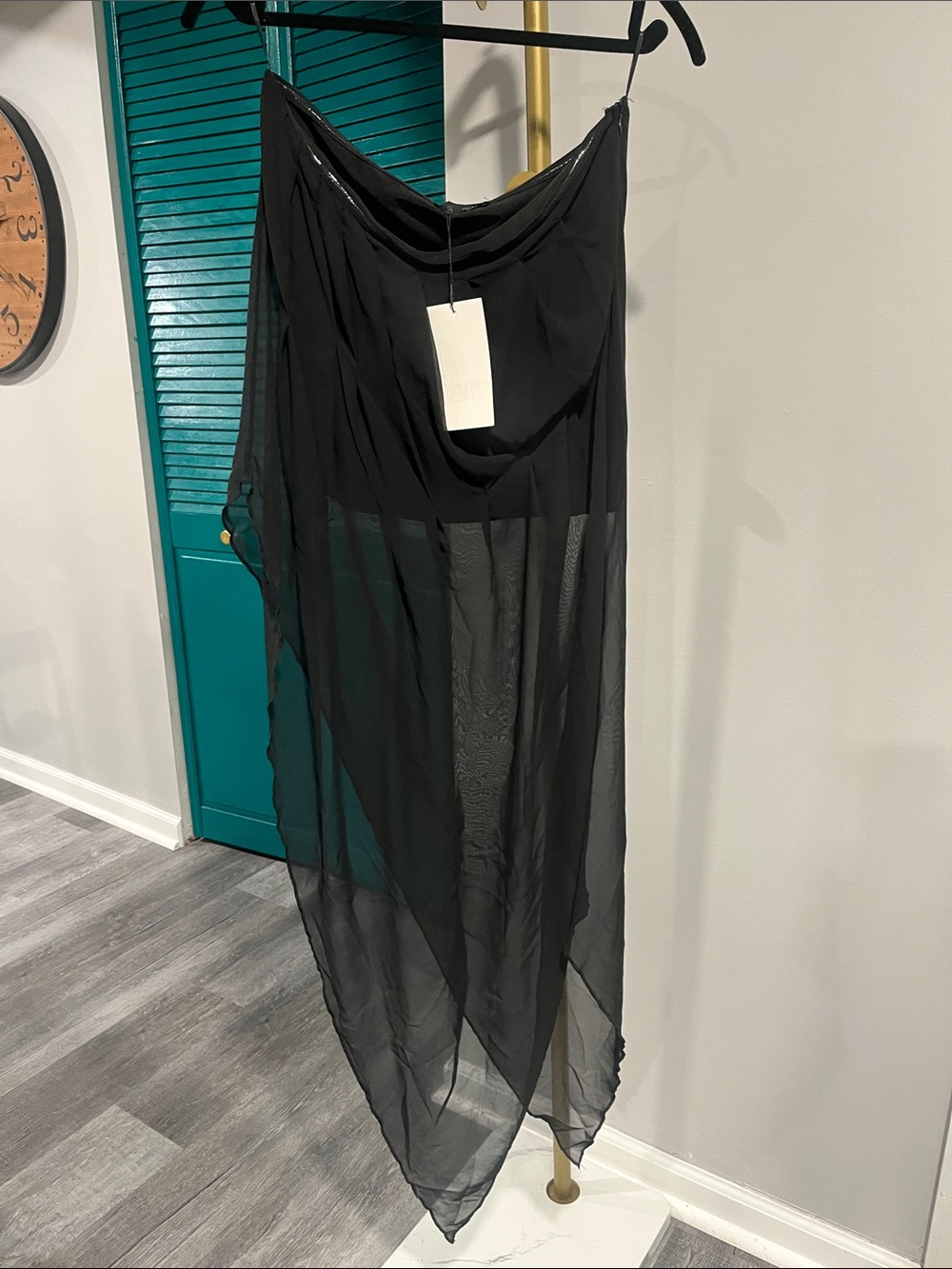 ZARA STRAPLESS LONG SHEER TOP BLACK - M - Picture 7 of 10